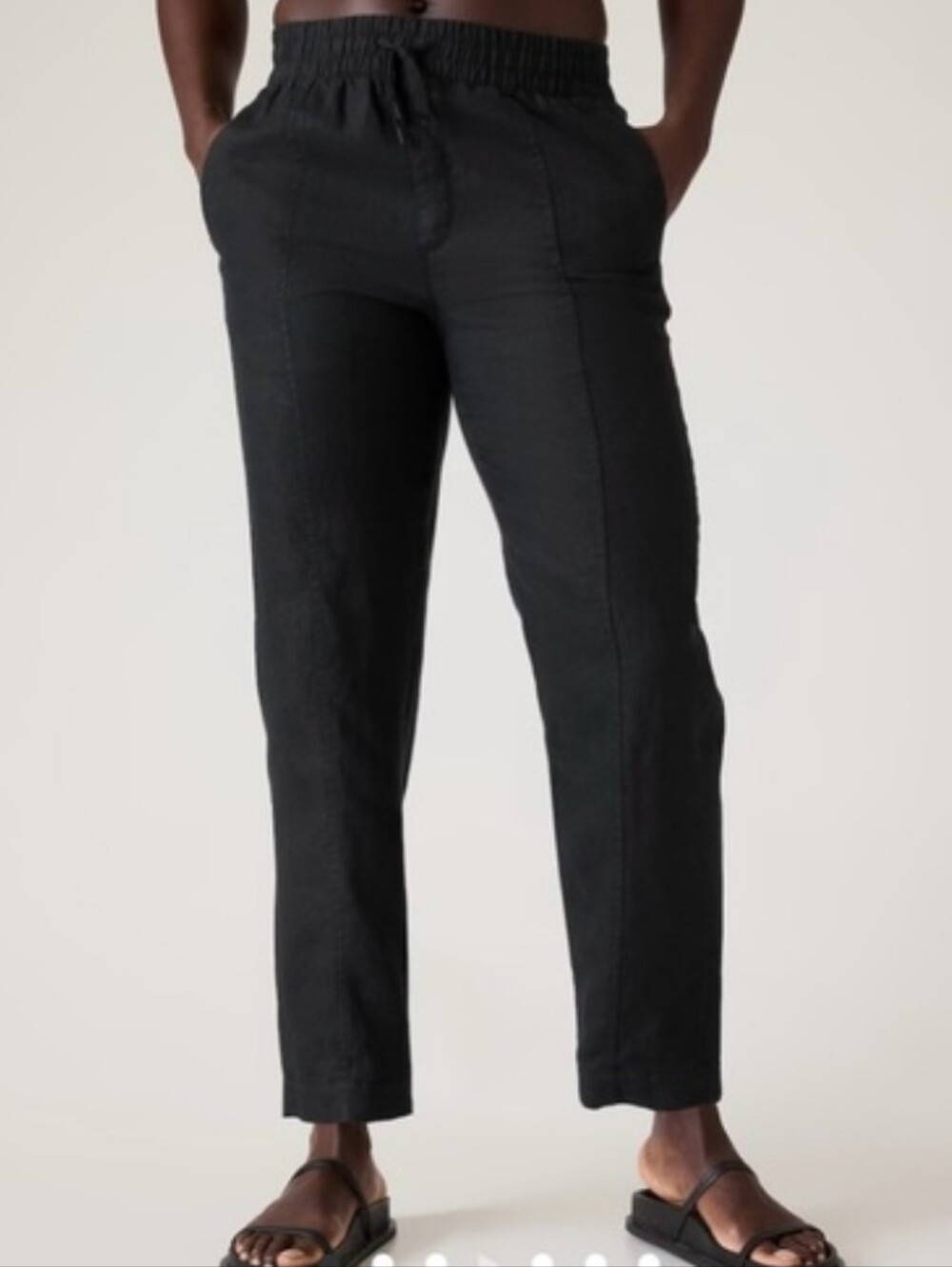 Athleta Retreat Linen Wide Leg Pants In Black Size L